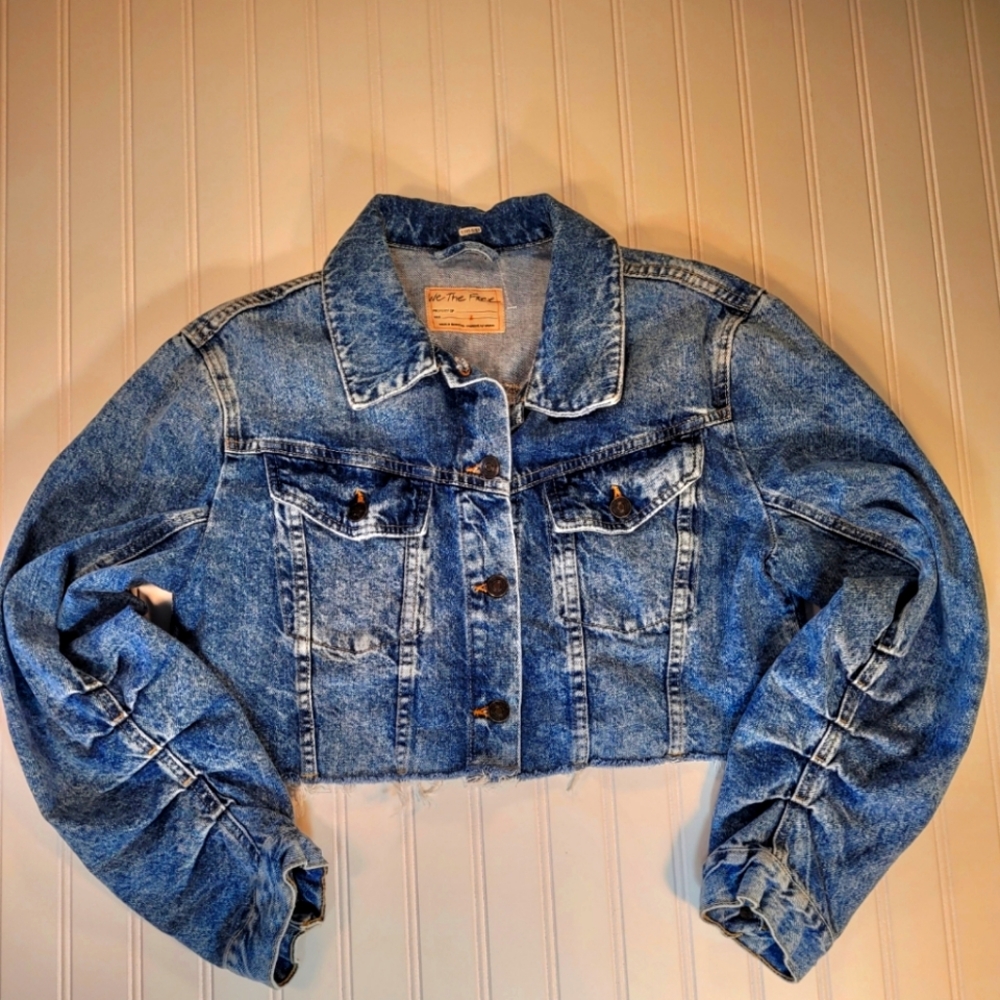 We The Free Denim Jacket, women's, size Large, Blue